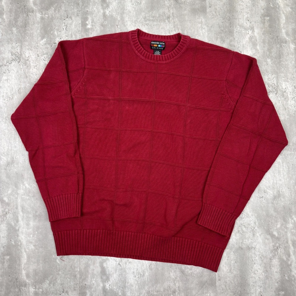 Vintage Colours By Alexander Julian Knit Sweater Men's Large‎ Tall Red Patterned